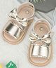 Neska Moda Bow Applique Detailed Velcro Closure  Sandals - Golden