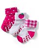 Cute Walk by Babyhug Non Terry Knit Ankle Length Anti Skid Anti Bacterial Socks With Polka Dot Design Pack Of 3 - Pink & White