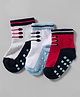 Cute Walk by Babyhug Non Terry Knit Ankle Length Anti Skid Anti Bacterial Socks With Design Pack Of 3 - Red White & Light Blue