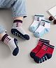 Cute Walk by Babyhug Non Terry Knit Ankle Length Anti Skid Anti Bacterial Socks With Design Pack Of 3 - Red White & Light Blue