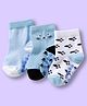 Cute Walk by Babyhug Non Terry Knit Ankle Length Anti Bacterial Anti Skid Sock With Stripes Pack Of 3 - Light Blue & White