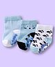 Cute Walk by Babyhug Non Terry Knit Ankle Length Anti Bacterial Anti Skid Sock With Stripes Pack Of 3 - Light Blue & White