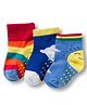 Cute Walk by Babyhug Non Terry Knit Ankle Length Anti Bacterial Anti Skid Socks With Cloud Print Pack Of 3 - Blue Red & Light Blue