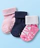 Cute Walk by Babyhug Non Terry Knit Ankle Length Anti Bacterial Anti Skid Socks With  Design Pack Of 3 - Pink Black & Dark Pink