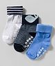 Cute Walk by Babyhug Non Terry Knit Ankle Length Anti Bacterial Anti Skid Socks With Stripes Pack Of 3 - Blue Grey & Black