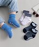 Cute Walk by Babyhug Non Terry Knit Ankle Length Anti Bacterial Anti Skid Socks With Stripes Pack Of 3 - Blue Grey & Black