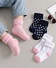 Cute Walk by Babyhug Non Terry Knit Ankle Length Anti Bacterial Socks With Polka Dot Design Pack Of 3 - Pink White & Black