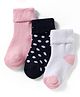 Cute Walk by Babyhug Non Terry Knit Ankle Length Anti Bacterial Socks With Polka Dot Design Pack Of 3 - Pink White & Black
