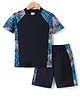 Bosky Swimwear Half Sleeves Printed Two Piece Swimsuit - Black & Green