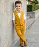 Babyhug Knit Full Sleeves Solid 3 Piece Party Suit With Bow - Mustard
