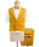 Babyhug Knit Full Sleeves Solid 3 Piece Party Suit With Bow - Mustard