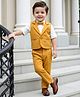 Babyhug Knit Full Sleeves Solid Color 3 Piece Party Suit with Bow - Yellow