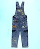 Kiddopanti Denim Sleeveless Monster Truck Patch Detailed Dungaree - Light Blue
