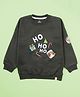 Kiddopanti Fleece Knit Christmas Theme Full Sleeves Ho Ho Ho Text Printed Light Winter Sweatshirt - Military Green