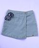 Kiddopanti Denim Flower Applique Detailed Stones Embellished Skort - Light Blue