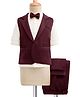 Babyhug Knit Full Sleeves Solid 3 Piece Party Suit With Bow - Wine