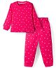 Bonfino 100% Cotton Knit Half Sleeves Co-ords T-Shirt & Pajama Night Suit with Heart Print - Dark Pink