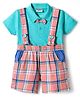 Wonderchild Half Sleeves Bow Applique Detailed Shirt With Gallice Shorts - Green & Peach
