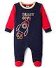 Wonderchild Full Sleeves Blast Off Puff Printed Footed Sleepsuit - Navy Blue