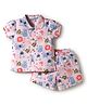 Wonderchild Half Sleeves Animal Printed Coordinating Shirt & Shorts Night Suit Set - Pink