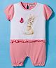 Wonderchild Half Puffed Sleeves Rabbit Printed & Butterfly Applique Detailed Romper - Pink