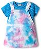 Wonderchild Tie Dye Pinafore Dress With Half Sleeves Polka Dots Printed Tee - Tie Dye
