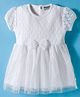 Wonderchild Half Sleeves Floral Schiffli Embroidered Knee Length Dress - White