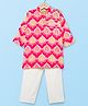 Teentaare Cotton Woven Full Sleeves Floral Printed Kurta Pajama Set - Dark Pink