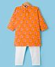 Teentaare Cotton Woven Full Sleeves Floral Printed Kurta Pyjama Set - Orange