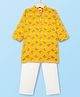 Teentaare Cotton Woven Full Sleeves Floral Printed Kurta Pajama Set - Mustard