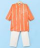 Teentaare Cotton Woven Full Sleeves Striped Kurta Pajama Set with Lace Detailing - Orange