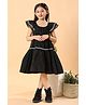 MASTARANG Woven Half Frill Sleeves Lace Detailed Dress - Black