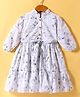 Rassha Full Sleeves Beach Theme Printed Knee Length Dress - White