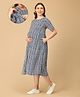 The Mom Store Cotton Woven Half Sleeves Abstract Printed Maternity Dress With Front Zipper Nursing Access - Multi Colour