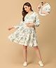 The Mom Store Cotton Woven Three Fourth Sleeves Floral Printed Maternity Dress With Front Open Nursing Access - Blue