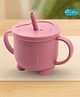 Nicety 2 in 1  Silicone Baby Sippy Cup with Straw And Handle | Travel Sipper Water Bottle for Boy or Girl| Food Grade Mug | Spill Proof Tumbler| Kids Milk Bottles | 6 Months to 3 Years | 150 ml (Pink)
