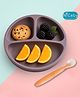 Nicety 100% Silicone Baby Suction Plate with Soft Tip Spoon | Food Grade, BPA Free, Non-Slip Feeding Plate for Babies & Toddlers 4+ Month (Purple, orange)