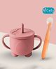 Nicety Silicone Baby Sipper Cup with Straw & Soft Tip Spoon | BPA Free, Leakproof & Food Grade | 2 Pc Combo For Toddler Training (Pink)