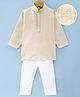 Ridokidz Full Sleeves Ethnic Embroidered Kurta Pyjama Set - Beige