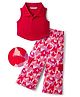 OLLINGTON ST. Cotton Knit Printed Sleeveless Top & Culottes Set - Red & Multicolor