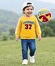 Babyhug Terry Knit Full Sleeves T-Shirt & Denim Jeans Set with Awesome Print - Yellow & Blue