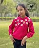Woonie Hand Knitted Full Sleeves Floral Embroidered Sweater - Pink