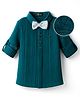 Robo Fry Cotton Woven Full Sleeves Solid Party Shirt With Bow - Teal Blue