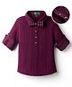 Robo Fry Cotton Woven Full Sleeves Textured Party Shirt with Bow  - Wine