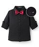 Robo Fry Cotton Woven Full Sleeves Solid Party Shirt With Bow - Black