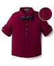 Robo Fry Cotton Woven Full Sleeves Solid Party Shirt With Bow - Maroon