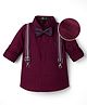 Robo Fry Cotton Woven Full Sleeves Solid Party Shirt With Bow & Suspender - Wine