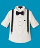 Robo Fry Cotton Woven Full Sleeves Solid Party Shirt With Bow & Suspender - White
