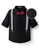Robo Fry Cotton Woven Full Sleeves Solid Party Shirt With Bow & Suspender - Black