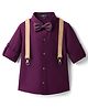 Robo Fry Cotton Woven Full Sleeves Solid Party Shirt With Bow & Suspender - Wine